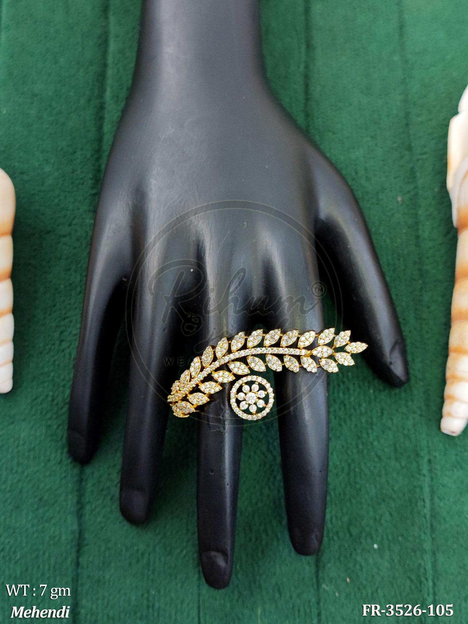 Rihum Aura Mehndi Polish 7g Marquise Crystal Leaf Vine Cocktail Ring
