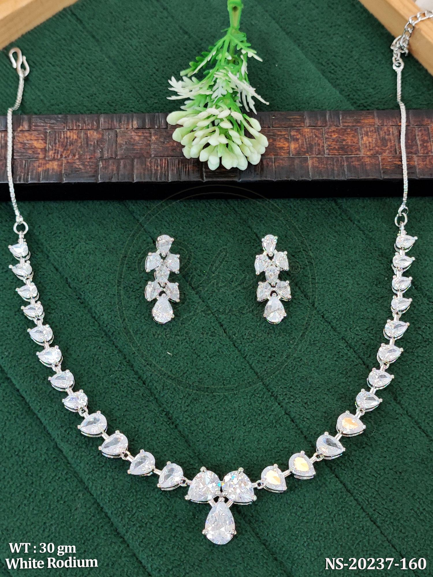 Elegant Teardrop Stone Necklace And Earring Set