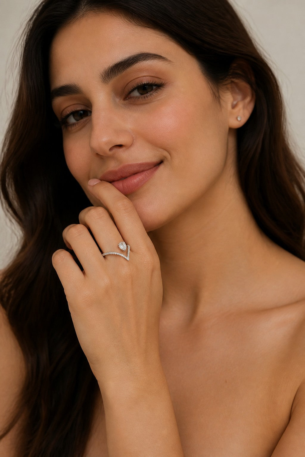 Elegant V Shaped Statement Ring by Rihum Jewels