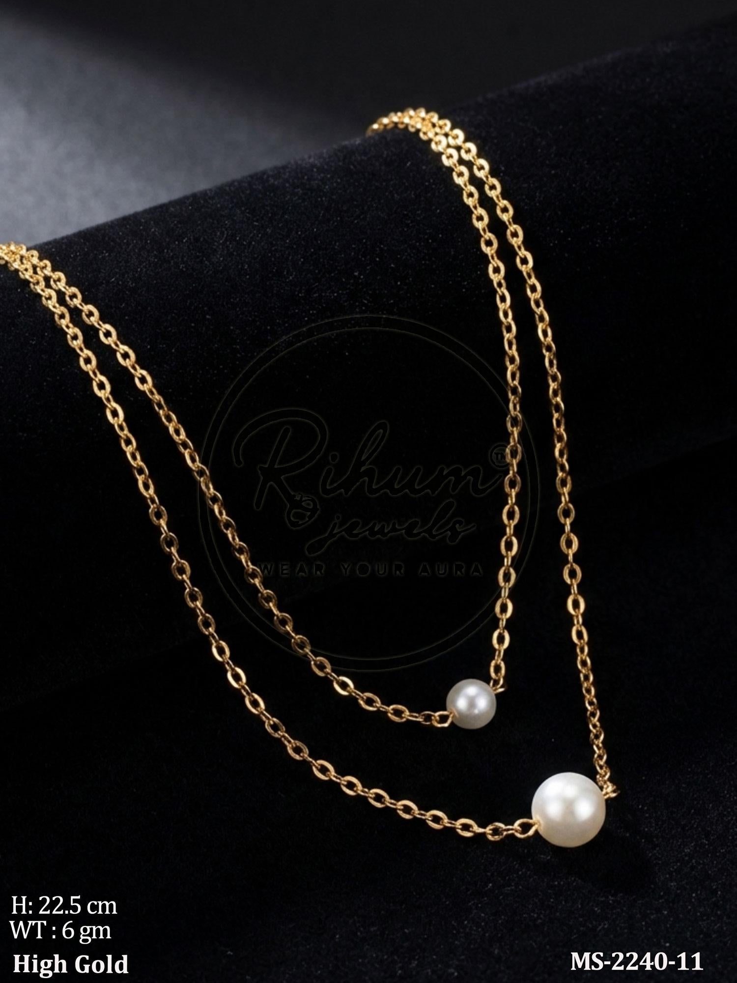 Double Layer Minimalist Floating Pearl Neck Chain