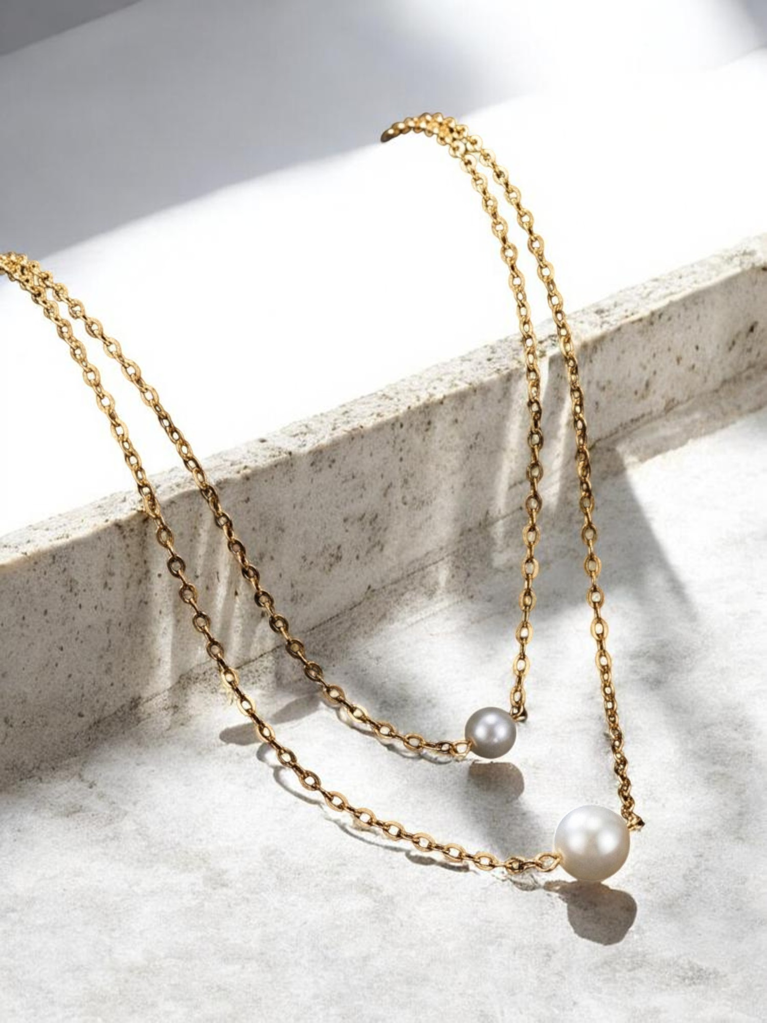 Double Layer Minimalist Floating Pearl Neck Chain