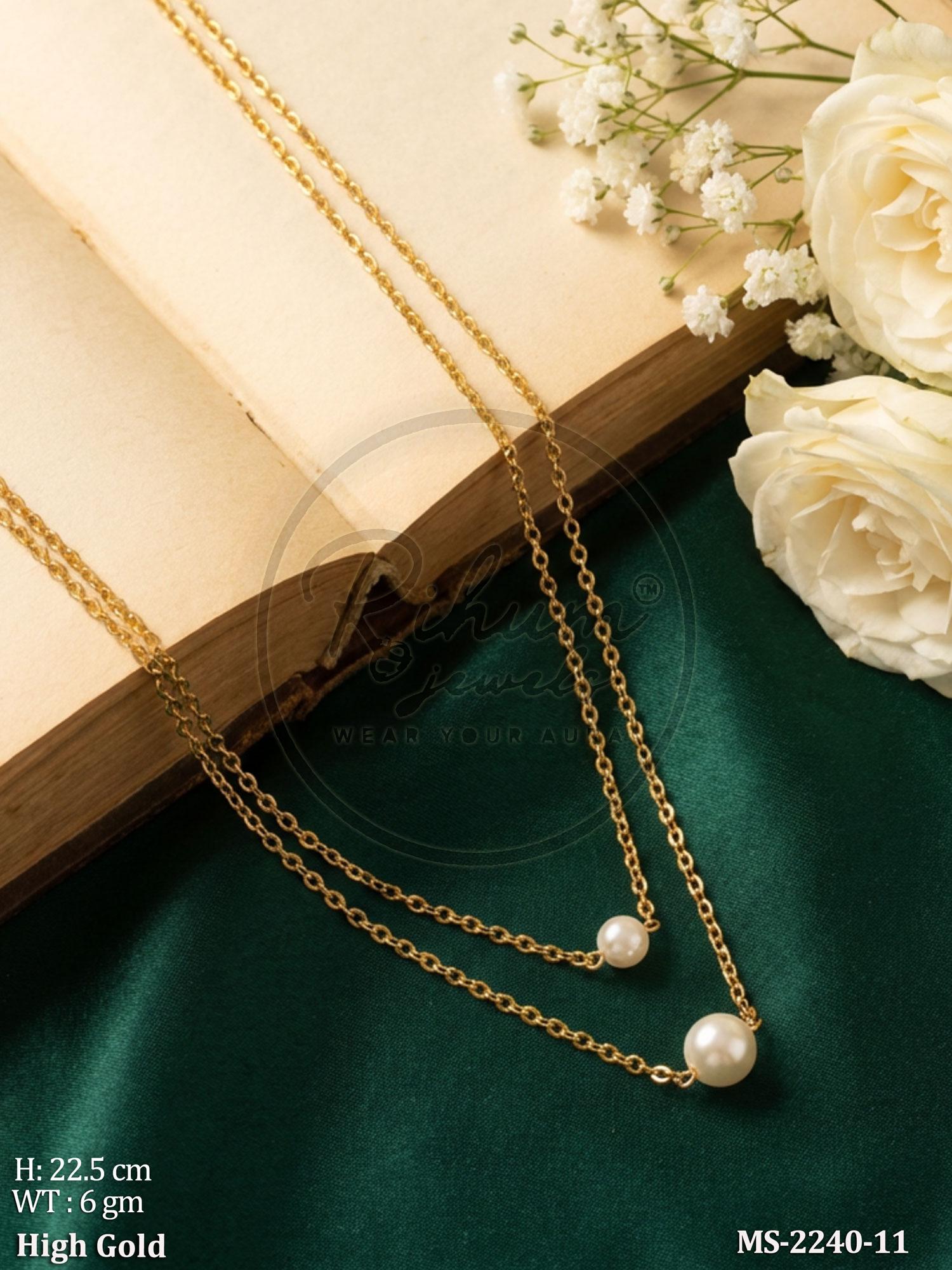 Double Layer Minimalist Floating Pearl Neck Chain
