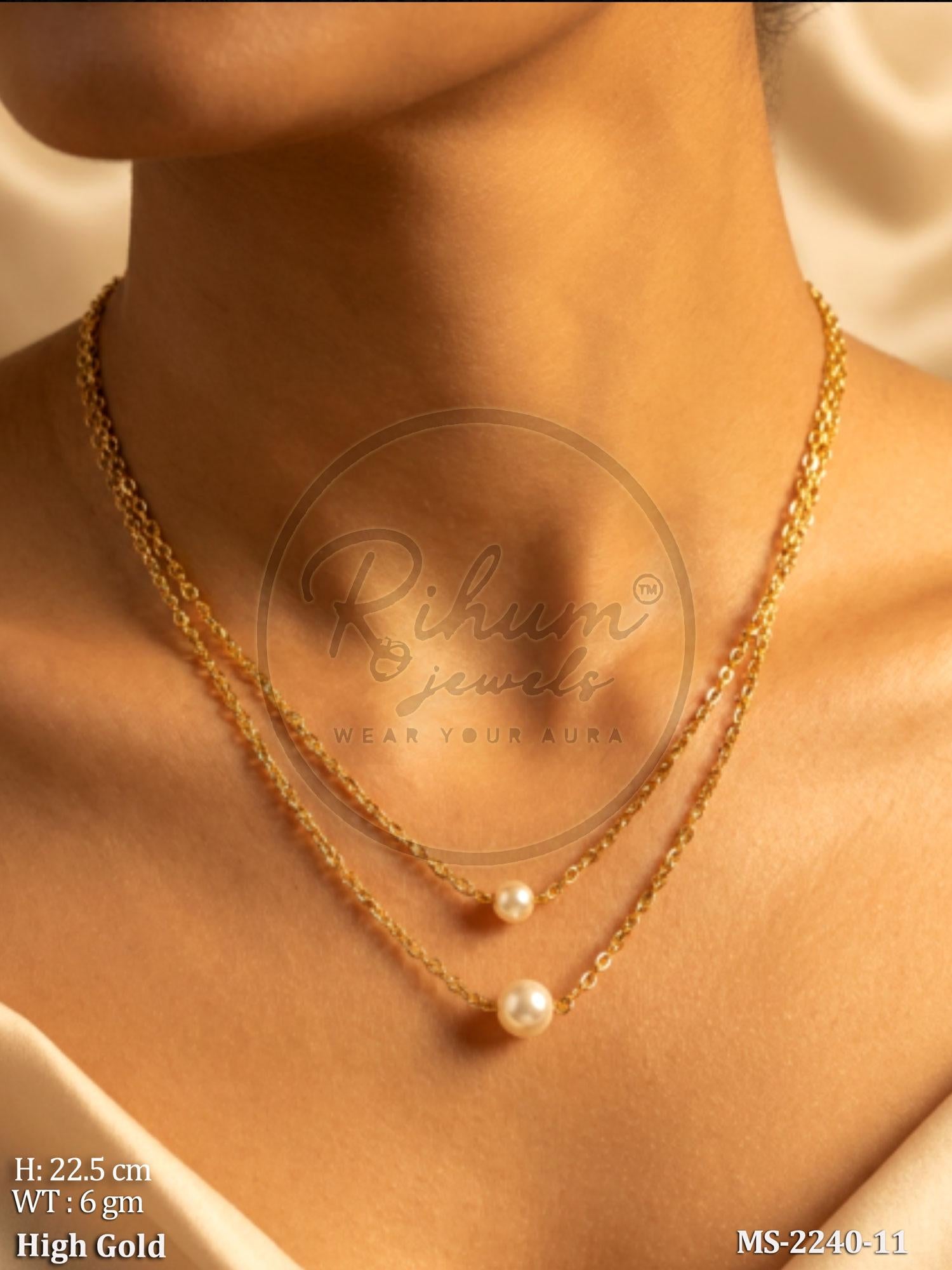 Double Layer Minimalist Floating Pearl Neck Chain