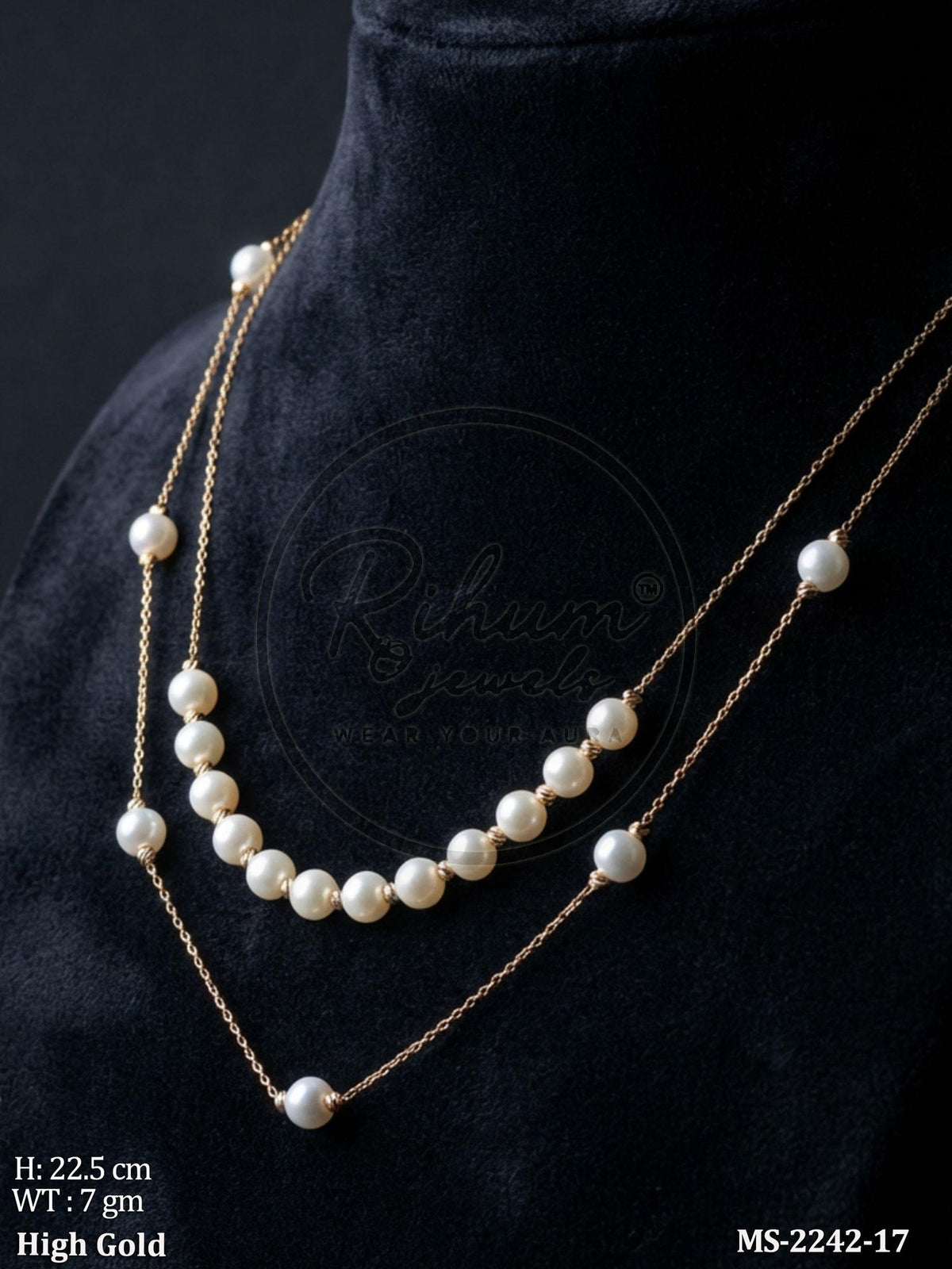 Dainty Double-Layer Pearl Station Mangal sutra – Modern Minimalist High Gold Chain
