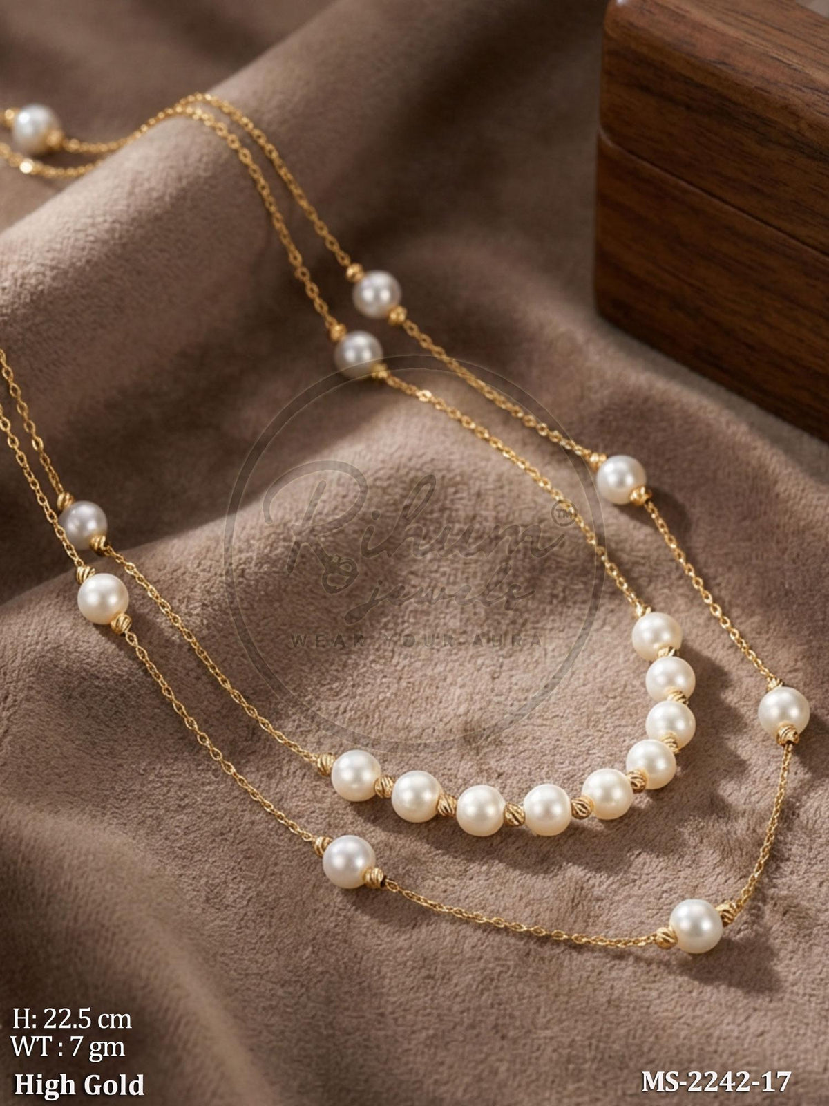 Dainty Double-Layer Pearl Station Mangal sutra – Modern Minimalist High Gold Chain