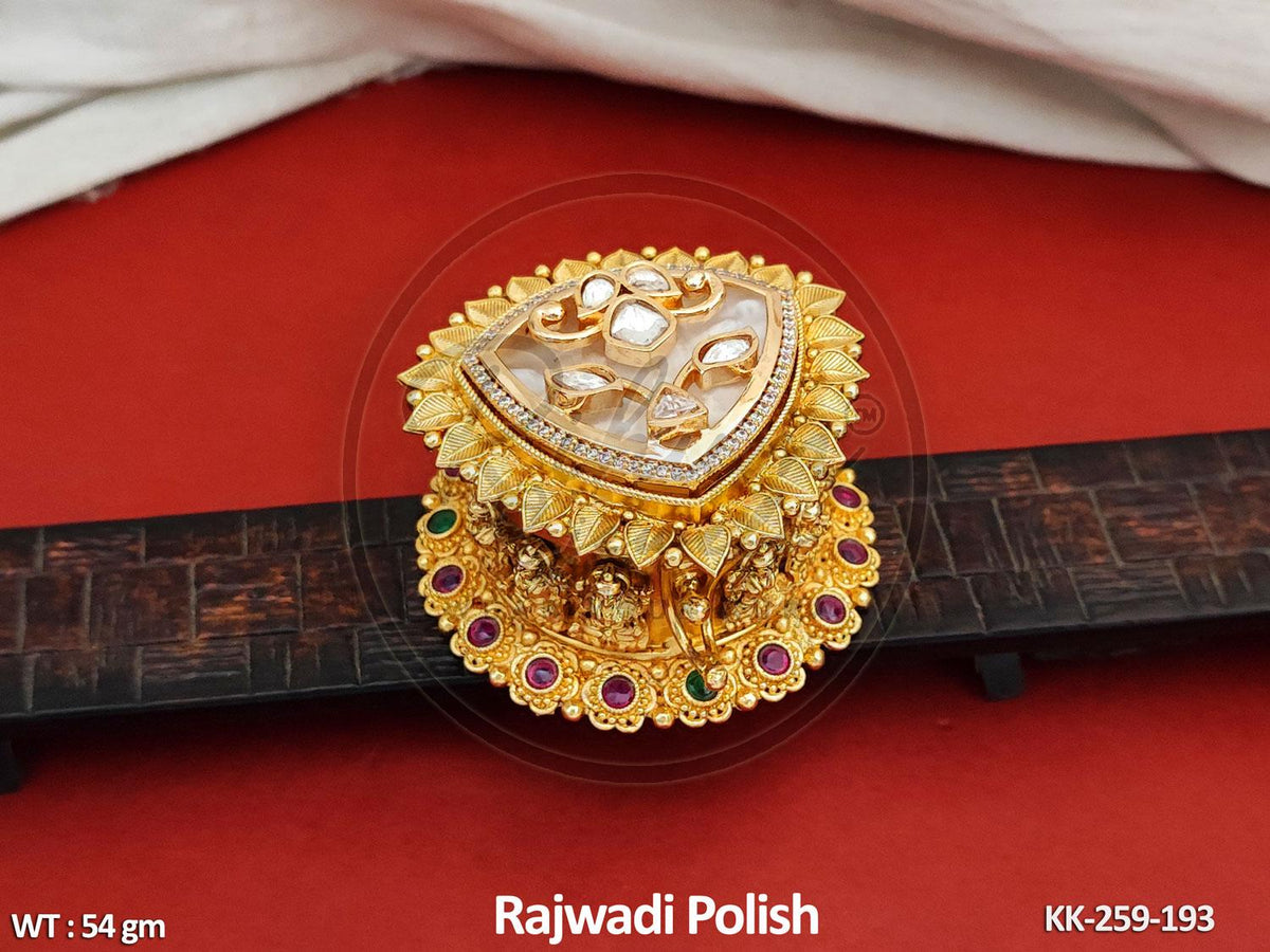 Sacred Divine Trinity Rajwadi Polish Kumkum Box – Ornate Handcrafted Meenakari & Kundan Puja Keepsake