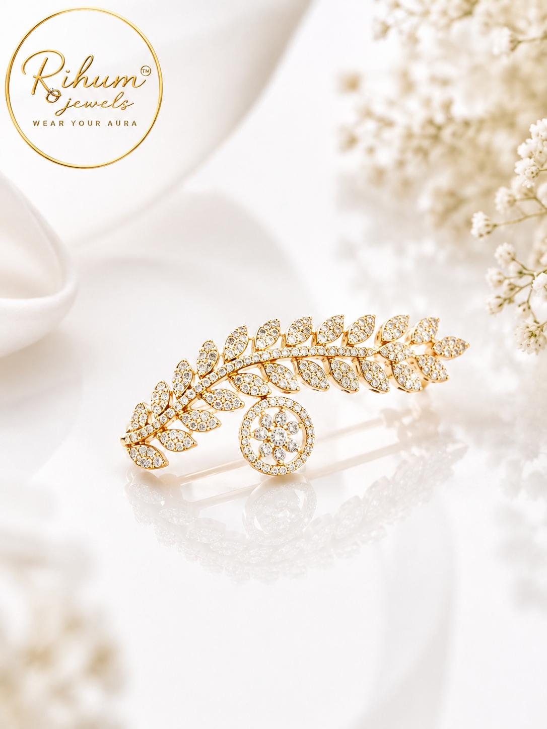 Rihum Aura Mehndi Polish 7g Marquise Crystal Leaf Vine Cocktail Ring