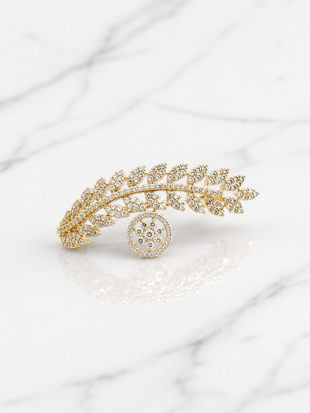 Rihum Aura Mehndi Polish 7g Marquise Crystal Leaf Vine Cocktail Ring