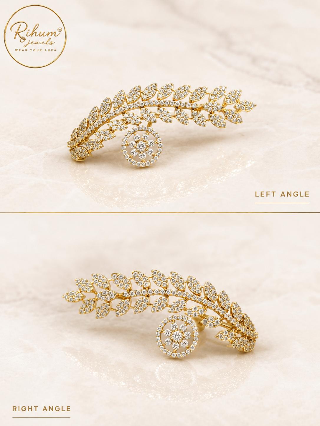 Rihum Aura Mehndi Polish 7g Marquise Crystal Leaf Vine Cocktail Ring