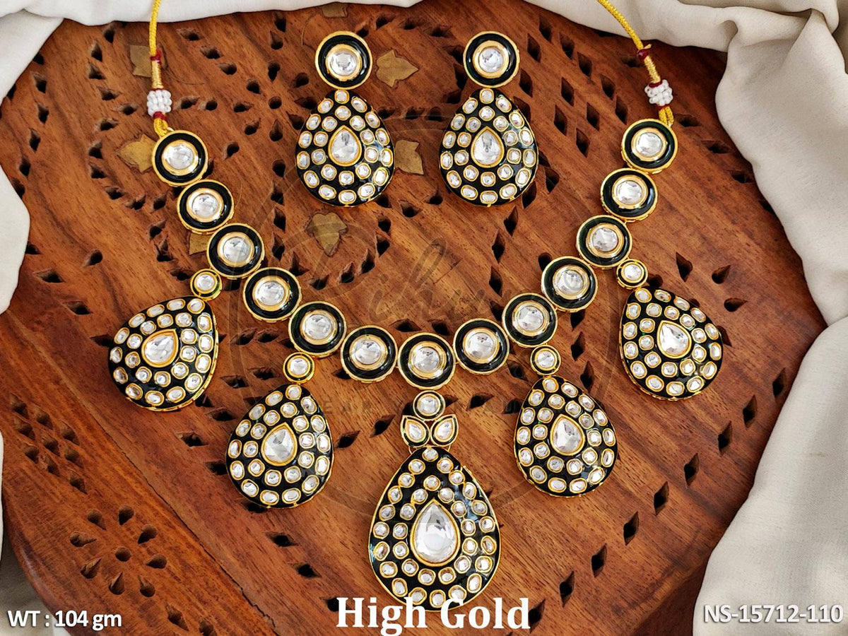 Gold-Plated Kundan Necklace Set with Earrings | Ruby Red & Green Minakari | Bridal Ethnic Jewelry