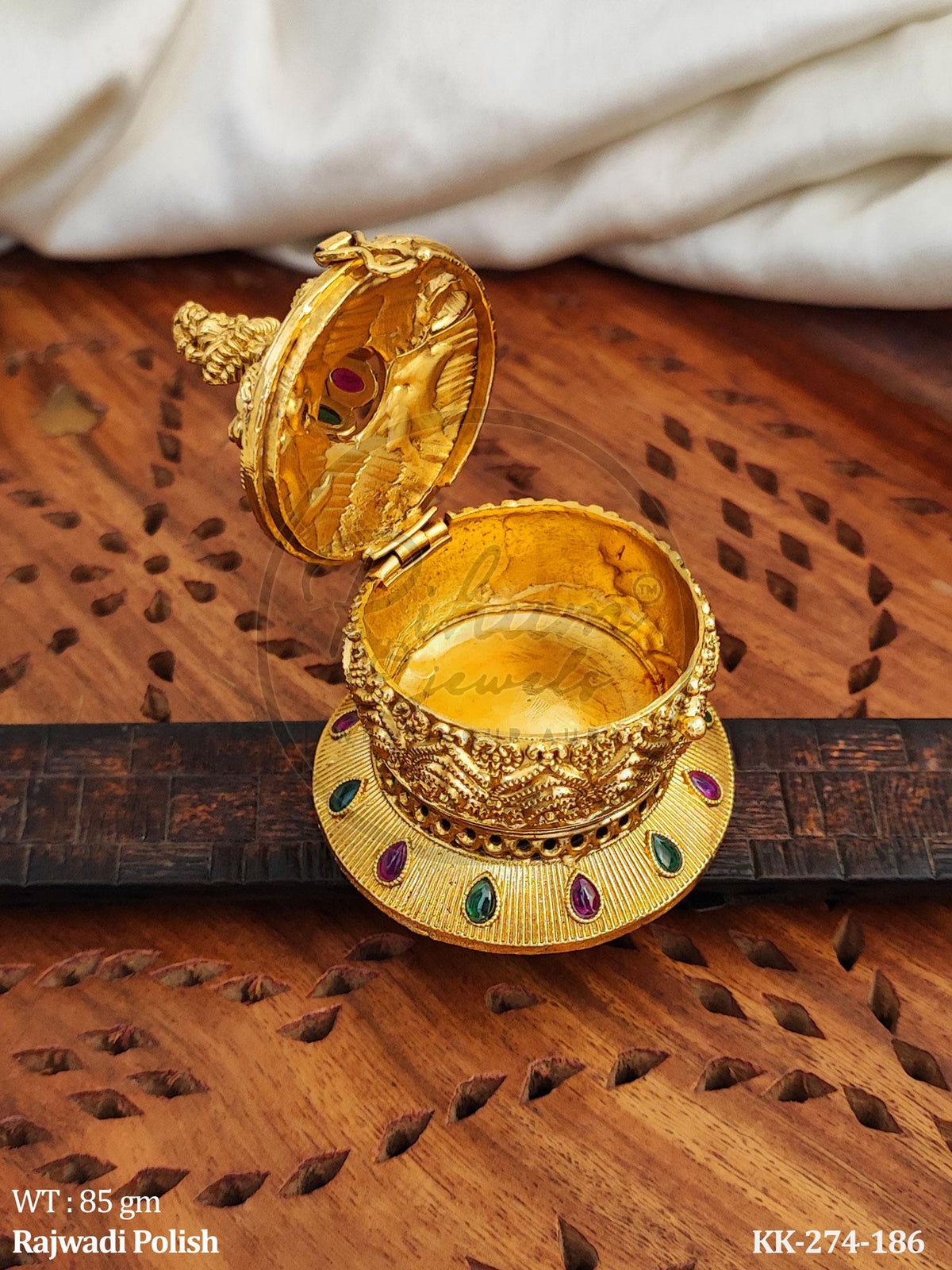 Sacred Ganesha Imperial Rajwadi Polish Kumkum Box – Ornate Handcrafted Peacock & Floral Puja Keepsake