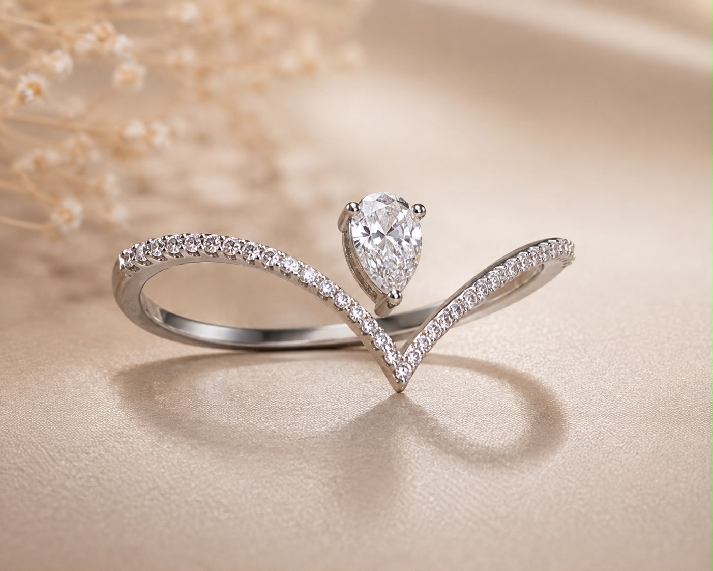 Elegant V Shaped Statement Ring by Rihum Jewels