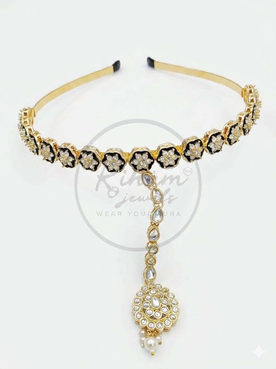 Ethnic Minakari & Kundan Sheeshphool Headband & Maang tika