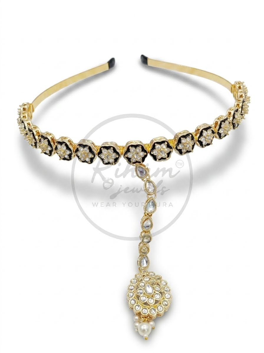 Ethnic Minakari & Kundan Sheeshphool Headband & Maang tika