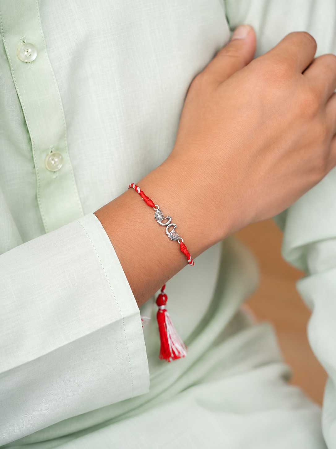 Twin Peacock 925 Silver Rakhi